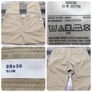 Gap Slim Chino Pants Men’s 38x30 Beige Stretch Cotton Blend